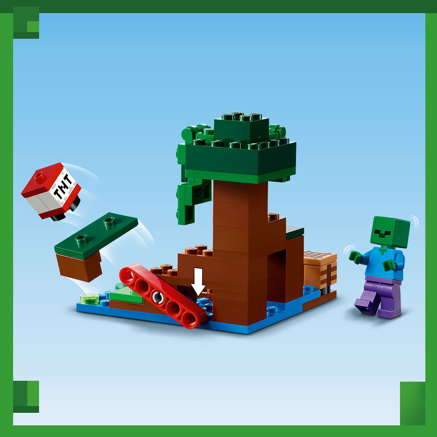LEGO Minecraft Przygoda na mokrad�ach 21240 - detonacja dynamitu za pomoc� d�wigni