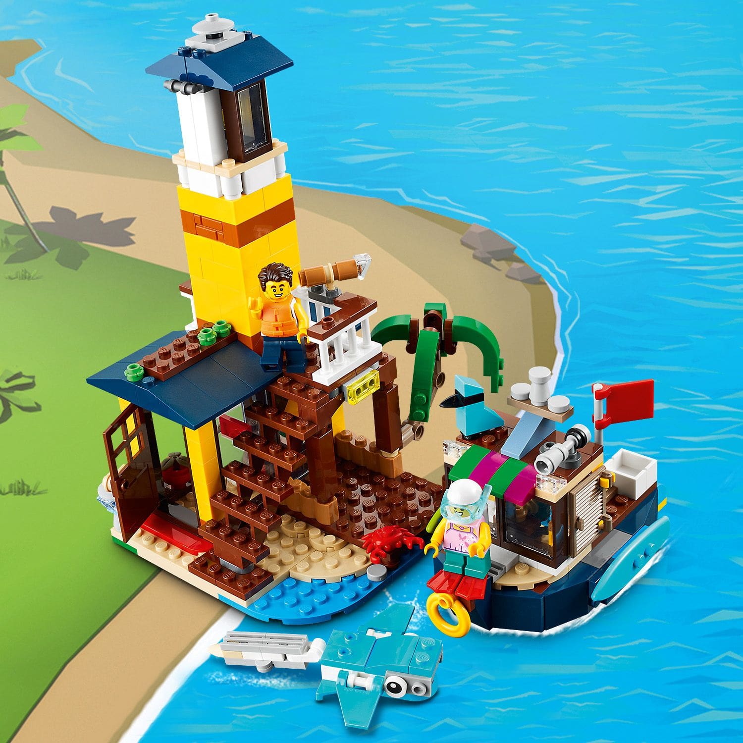 LEGO Creator Domek surfer�w na pla�y 31118 - latarnia morska, ��dka i p�aszczka
