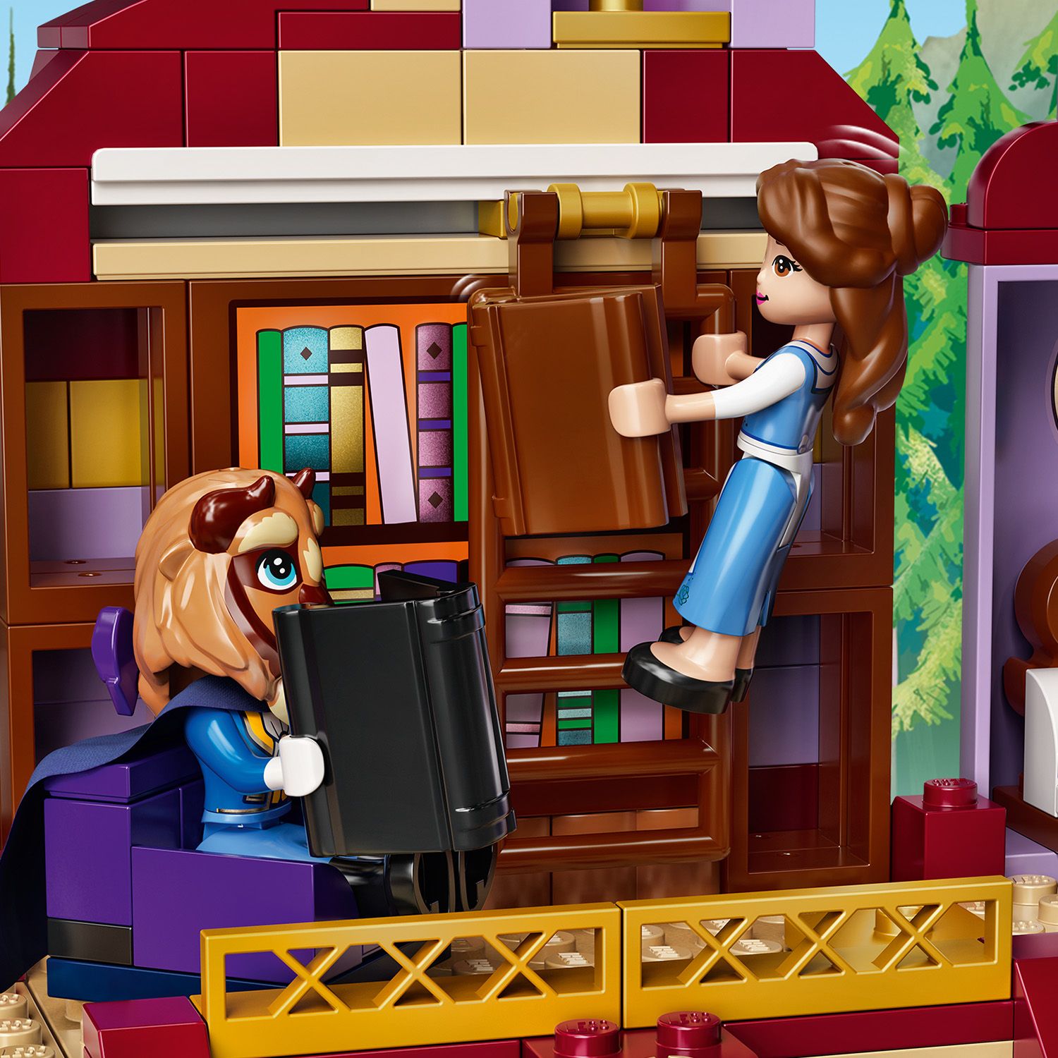 LEGO Disney Princess Zamek Belli i Bestii 43196 - biblioteka z przesuwn� drabin�