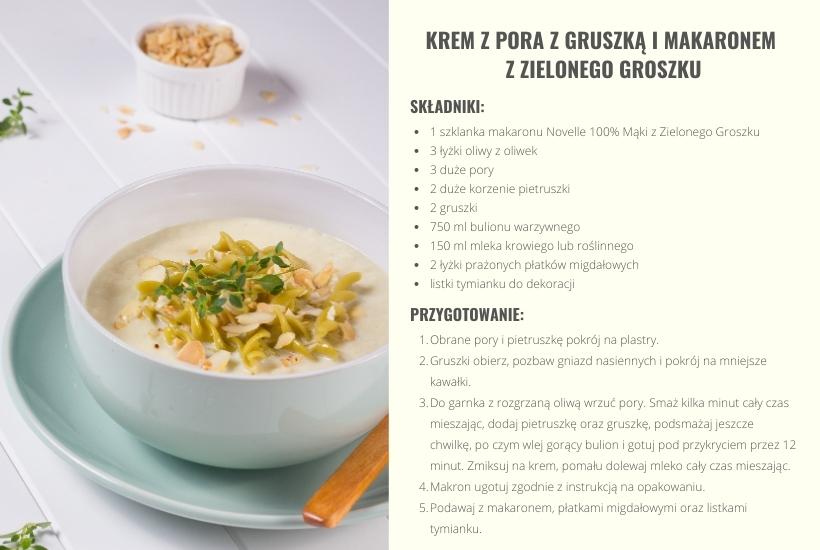 Krem z pora z gruszka i makaronem - przepis