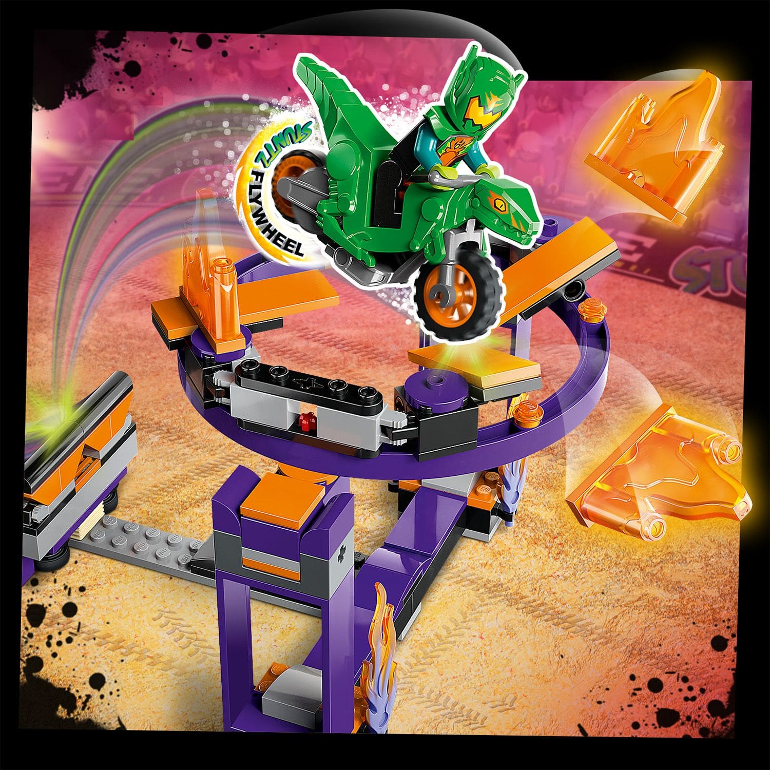 LEGO City Wyzwanie kaskaderskie — rampa z ko�em do przeskakiwania 60359 - motocykl kaskaderski w akcji